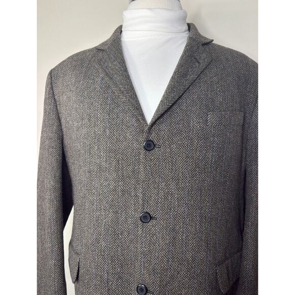 VTG Oleg Cassini Men 100 Wool Tweed Single Breasted Blazer Brown Ukraine 46R - Picture 2 of 12